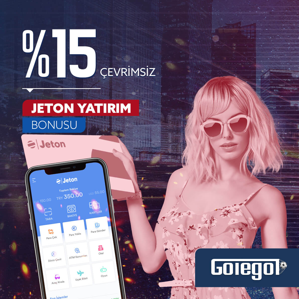 %15 çevrimsiz jeton yatırım bonusu