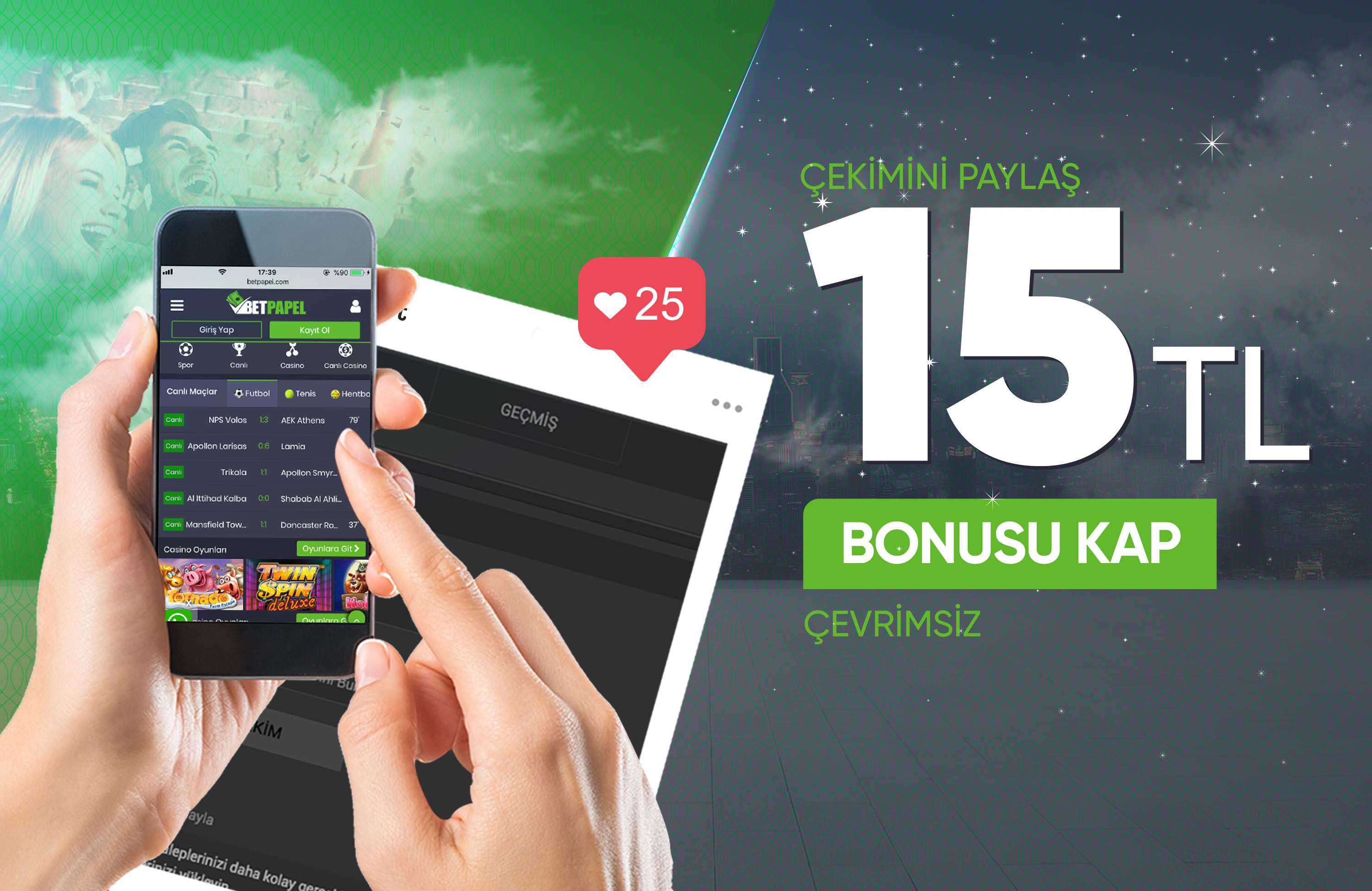 Betpapel 15 TL bedava bahis